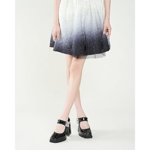 Women's Black Mary Jane Pumps Low-Cut High-Heeled Dress Shoe Square Toe SZ 9 - Picture 5 of 7